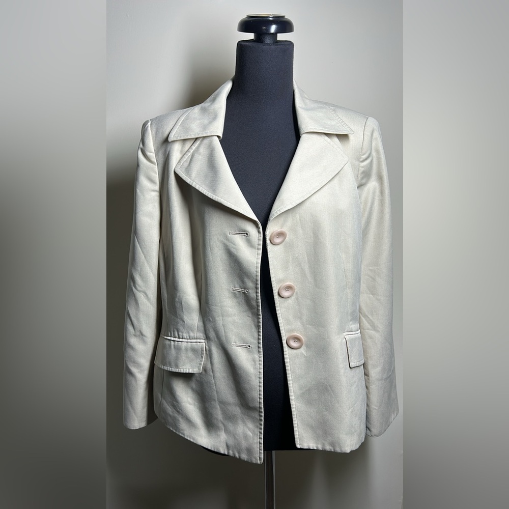 Suit Studio Beige Blazer with Animal Print Lining